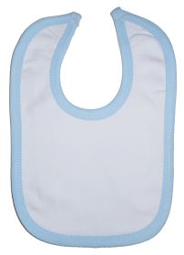 White Interlock Bib Blue Binding