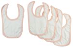 White Interlock Bib Pink Binding (Pack of 5)