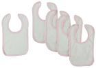 White Bib With Pink Trim (Pack of 5)