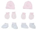 Girls Cap, Booties and Mittens 6 Piece Layette Set