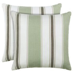 Pack Of 2 Outdoor Pillow With Inserts, 18" x 18" - Green Strip