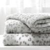 Printed Faux Rabbit Fur Throw, Lightweight Plush Cozy Soft Blanket, 50" x 60", Grey Leopard