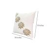 18 x 18 Square Accent Pillow, Soft Cotton Cover, Printed Lotus Flower, Polyester Filler, Gold, White