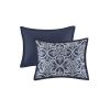 7 Piece Flocking Comforter Set with Euro Shams and Throw Pillows