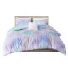 Watercolor Tie Dye Printed Comforter Set with Throw Pillow