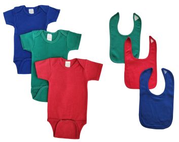 Unisex Baby 6 Pc Onezies (Color: Blue/Green/Red, size: large)