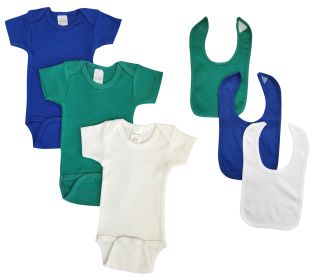 Unisex Baby 6 Pc Onezies (Color: Blue/Green, size: large)