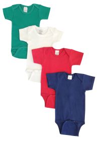 Unisex Baby 4 Pc Onezies (Color: Green/Red/Navy, size: large)