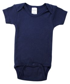 Navy Interlock Short Sleeve Bodysuit Onezie (Color: Navy, size: small)