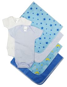 Baby Boy 8 Pc Layette Sets (Color: White/Blue, size: large)