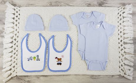 6 Pc Layette Baby Clothes Set (Color: Blue, size: Newborn)