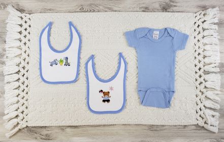 3 Pc Layette Baby Clothes Set (Color: Blue, size: large)