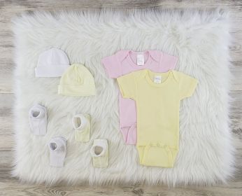 6 Pc Layette Baby Clothes Set (Color: Pink/Yellow/White, size: Newborn)