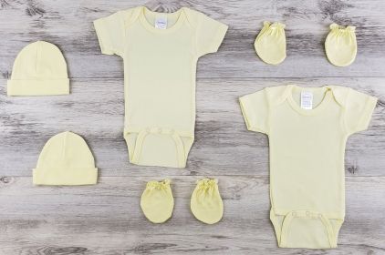 6 Pc Layette Baby Clothes Set (Color: YELLOW, size: Newborn)