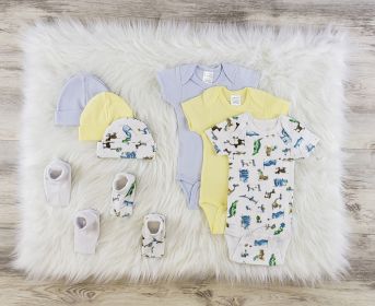 8 Pc Layette Baby Clothes Set (Color: White/Blue/Yellow, size: large)