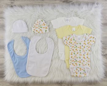 7 Pc Layette Baby Clothes Set (Color: White/Blue/Yellow, size: large)