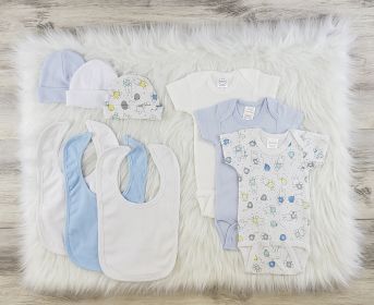 9 Pc Layette Baby Clothes Set (Color: White/Blue/Yellow, size: large)