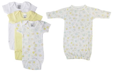 Unisex Baby 4 Pc Layette Sets (Color: White, size: large)