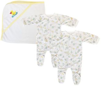 Unisex Closed-toe Sleep & Play (Pack of 3 ) (Color: White/Yellow, size: Newborn)