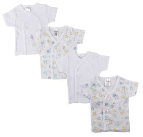 Infant Side Snap Short Sleeve Shirt - 4 Pack (Color: White, size: Newborn)