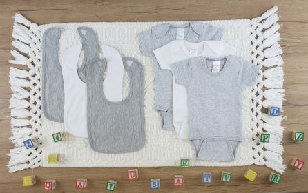 6 Pc Layette Baby Clothes Set (Color: Grey/White, size: Newborn)