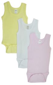 Girls Tank Top Onezies (Pack of 3) (Color: Pink/Yellow/White, size: large)