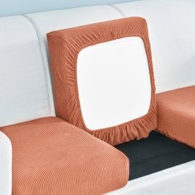 Pure color stretch all-inclusive sofa cover (Option: Citrus Orange-Big L)