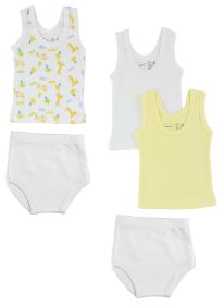 Boys Tank Tops and Training Pants (Color: White/Yellow, size: small)