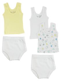 Girls Tank Tops and Training Pants (Color: White/Yellow, size: Newborn)