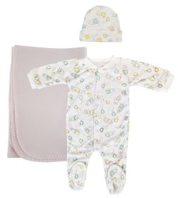 Girls Newborn Baby 3 Pc Layette Sets (Color: White/Pink, size: small)