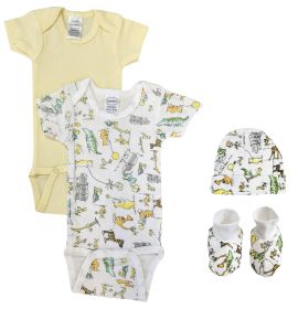 Unisex Newborn Baby 4 Pc Layette Sets (Color: White, size: Newborn)