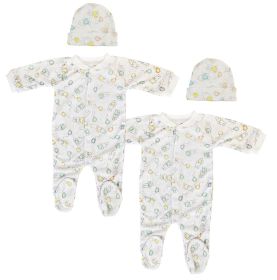 Unisex Closed-toe Sleep & Play with Caps (Pack of 4 ) (Color: White, size: Newborn)