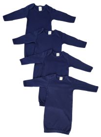 Unisex Newborn Baby 4 Piece Gown Set (Color: Navy, size: Newborn)