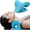 Neck and Shoulder Relaxer;  Cervical Traction Device for TMJ Pain Relief and Cervical Spine Alignment;  Chiropractic Pillow Neck Stretcher(Blue)