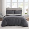 2 Piece Super Soft Microfiber White / Gray Duvet Cover Zipper Closure with 4 Corner Tabs