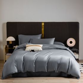 Comfortable high-grade soft cotton bedding, four-piece set, bed sheet * 1, duvet cover * 1, pillowcase * 2 (Color: gray)