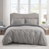 2 Piece Super Soft Microfiber White / Gray Duvet Cover Zipper Closure with 4 Corner Tabs