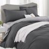 2 Piece Super Soft Microfiber White / Gray Duvet Cover Zipper Closure with 4 Corner Tabs